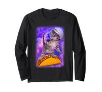 Cat Galaxy Flying Tacos Space Kitty Adventure Maglia a Manica
