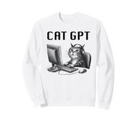 Cat GPT Divertente Gatto AI - Computer Chat Bot Divertente Kitty Pun Felpa