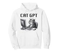 Cat GPT Divertente Gatto AI - Computer Chat Bot Divertente Kitty Pun Felpa con Cappuccio