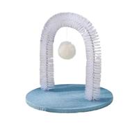 Cat Groomer Arch Shedding Tool, Multi-Function Grooming Post with Scratching Pad, Massage Brush, Hair Remover, Pet Toy Combo for Cats, Head, Back Care, Kitten and Adult Cats