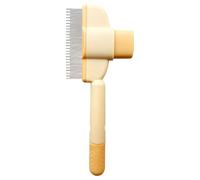 Cat Grooming Brush, Dog Comb, Pet Hair Removal with Release Button Deshedding Brush for for Home Use or Travel, 7.87x3.15x0.79 Inches, 55g, Yellow, Stainless Steel