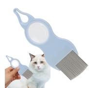 Cat Grooming Comb, Deshedding Tool, Metal Teeth, Knot Remover with Magnifier, Hair Cleaning Brush, for Short Medium Long for Home and Professional Use, 6x15.8x0.4cm Yellow Blue