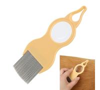 Cat Grooming Comb, Deshedding Tool, Metal Teeth, Knot Remover with Magnifier, Hair Cleaning Brush, for Short Medium Long for Home and Professional Use, 6x15,8x0,4 cm Giallo Blue