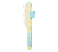 Cat Grooming Comb - Self Cleaning Slicker Brush with Metal Teeth, Non Slip Ergonomic Handle Tool, Loose Removal Massage Care Accessory | Cats Dogs Puppies Use, Indoor Home Grooming