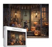 Cat Guarding The Jack-O'-Lantern - Puzzle da 1000 pezzi per adulti Halloween Art puzzle colorato fai da te per la decorazione della casa regali puzzle famiglia perfetto per serate di gioco 70 × 50 cm