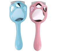 Cat Hair Shell Comb, Deshedding Comb for Cats and Small Dogs, Removal Grooming Tool with Ergonomic Handle, Soft Elastic Plastic Teeth, Round 2.5 cm Arc Design for Daily Pet