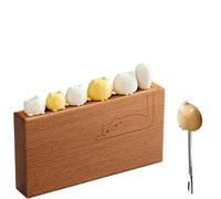 Cat Handle Fork Stainless Steel Cute Silverware Set，Fruit Fork with Cat Handle Design, Wood Base For Fruit Appetizer Charcuterie Cheese Cake Salad Party