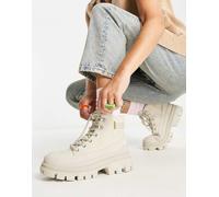 CAT - Hardwear - Stivali stringati con suola spessa in tela avena-Neutro 41