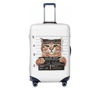 Cat Holding Mugshot Sign Travel Luggage Covers - Elasticità Valigie Coperture Protector per bagagli 45-81 cm, Nero , L