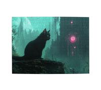 Cat Horror Castle Puzzle di Legno 500 Pezzi Jigsaw Puzzle Per Adulti Impegnativo Puzzle Per Il Gioco Dimensioni 38 "X20.4"