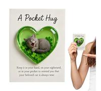 Cat Hug - Simpatico ricordo a forma di cuore, ornamento da scrivania per gatti con biglietto positivo, per gli amanti degli animali domestici, per la casa, libreria, comodino, collezione vacanze