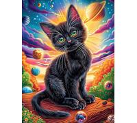 Cat in A Magical Cosmic Glow Puzzle 1000 Pezzi Difficoltà Estrema Cartone Spesso Tema Monocromatico Wildlife Pet Per Appassionati Di Puzzle Antistrappo Non Sbiadisce Top Vendita 1000 PCS