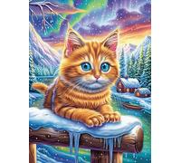 Cat in A Snowy Forest at Sunset Puzzle 1000 Pezzi Idea Regalo Compleanno Originale Wildlife Pet Rompicapo Premium Rilassamento E Divertimento Regalo Per Tutti 1000 PCS