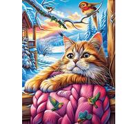 Cat in Cozy Bed by The Window Puzzle 500 Pezzi Per Regalo Di Pasqua Cartone Spesso Per Bambini Attività Educativa Per Tutta La Famiglia Con Confezione Regalo Qualità Garantita 500 PCS