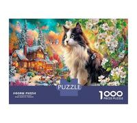 Cat in Garden 1000 Pezzi Puzzle CollectionCat Spring Garden Sfida Per Adulti Per Adulti E Bambini Dai 12 Anni Intrattenimento Creativo70x50cm/1000pcs