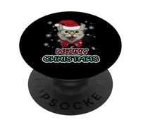 Cat In Santa Hat Merry Christmas Funny Cats Lovers Xmas PopSockets PopGrip Adesivo