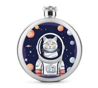 Cat in Spacess - Fiaschetta da whisky da viaggio, piccola fiaschetta portatile da viaggio, in acciaio inox, a prova di perdite, per feste di nozze, testimone dello sposo, regalo per damigella d'onore