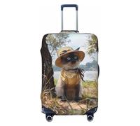 Cat In Sun Hat Travel Luggage Covers - Copertura elastica per valigia, protezione per bagagli, 45-81 cm, Nero , M