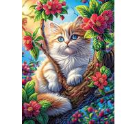 Cat in Tree with Rose Garden Rompicapo 300 Pezzi Per Nonni E Nipoti Mitos Fantástico Cartone Rigido Esercizio Mentale Per Serate in Famiglia Da Passatempo Con Poster Incluso 300 PCS