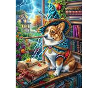 Cat in Witch Hat in Magical Library Rompicapo 1000 Pezzi Per Bambini E Genitori Cartone Spesso Sicuro Difficoltà Bassa Per Svago Familiare Con Poster Incluso Qualità Garantita 1000 PCS