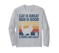 Cat Is Great Beer Is Good & People Are Crazy Persian Cat Maglia a Manica