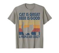 Cat Is Great Beer Is Good & People Are Crazy Persian Cat Maglietta