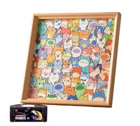 Cat Jigsaw Puzzle - 30 x 30 cm Wooden Cat Learning Toy with Markers, Cartoon Kitten Puzzle Set | Educational Activity for Kids Boys Girls Travel Homeschool Classroom Preschool Birthday Children's Day