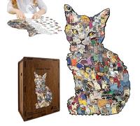 Cat Jigsaw Puzzle, Educational Wooden Funny Games, Irregular Cats Shaped Jigsaw for Children Boys Girls Pet Lovers, Home Indoor School Classroom Birthday Christmas