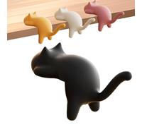 Cat Key Holder - Cat Desk Hook | Cute Key Holder Decorations | Bag Holders for Desk | 4pieces Removable Clamp Clip Organizer |Table Hook Cats Design for Kitchen Cable Bathroom Purse Backpack Cord