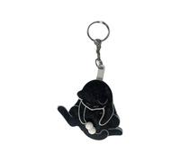 Cat Keychain - Black, Playing with Eggs, Acrylic, Rotating, Cute Gift