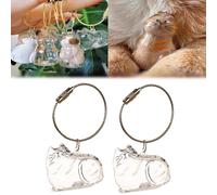 Cat Keychain Hair Storage Bottle,Transparent Cat Hair Storage Box Pendants,Collecting Pet Hairs Memorial Accessories
