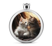 Cat Kiss - Fiaschetta da whisky da viaggio, piccola fiaschetta portatile da viaggio, in acciaio inox, a prova di perdite, per feste di nozze, testimone dello sposo, regalo per damigella d'onore, 141,7