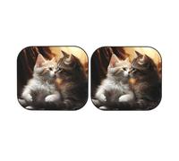 Cat Kiss - Parasole per parabrezza auto, pieghevole, per la maggior parte delle auto, universale, per interni dell'auto, 2 pezzi, protezione parasole per auto, misura media