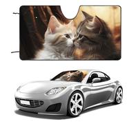 Cat Kiss - Parasole per parabrezza dell'auto, per mantenere fresco l'interno dell'auto, 139,7 x 76,2 cm, parasole pieghevole per finestrino anteriore, scudo termico per SUV, camion, blocca i raggi UV