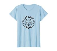 Cat Lady And Proud: Amante felino, Signora Gatto Senza Figli Maglietta, Donna, Celeste, L