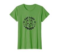 Cat Lady And Proud: Amante felino, Signora Gatto Senza Figli Maglietta, Donna, Erba, L