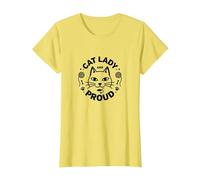 Cat Lady And Proud: Amante felino, Signora Gatto Senza Figli Maglietta, Donna, Limone, L