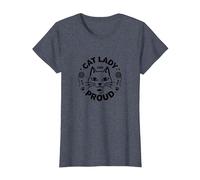Cat Lady And Proud: Amante felino, Signora Gatto Senza Figli Maglietta, Donna, Pervinca, L
