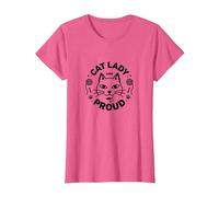 Cat Lady And Proud: Amante felino, Signora Gatto Senza Figli Maglietta, Donna, Rosa mélange, L
