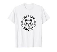 Cat Lady And Proud: Amante felino, Signora Gatto Senza Figli Maglietta, Uomo, Bianco, L
