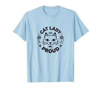 Cat Lady And Proud: Amante felino, Signora Gatto Senza Figli Maglietta, Uomo, Celeste, L