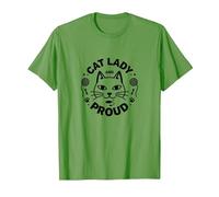 Cat Lady And Proud: Amante felino, Signora Gatto Senza Figli Maglietta, Uomo, Erba, L