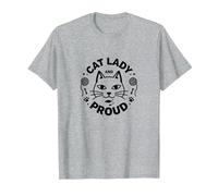Cat Lady And Proud: Amante felino, Signora Gatto Senza Figli Maglietta, Uomo, Grigio Melange, L