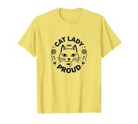 Cat Lady And Proud: Amante felino, Signora Gatto Senza Figli Maglietta, Uomo, Limone, L