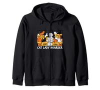 Cat Lady Hoarder Funny Crazy Kitten Collector Design Felpa con Cappuccio