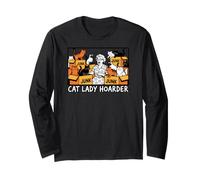 Cat Lady Hoarder Funny Crazy Kitten Collector Design Maglia a Manica