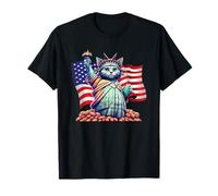 Cat Lady Liberty Funny 4 luglio Maglietta