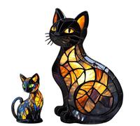 Cat Lamp Stained Glass, Solymall Glowkitty Lamp, Sherum Glow Kitty Lamps, Retro Resin Cat Stained Glass Lamps, for Home Office, Decorate (color*B)