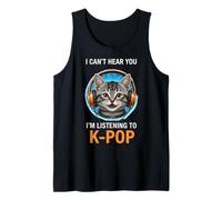 Cat Listening K-Pop Cuffie Funny KPOP Fan Canotta