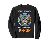 Cat Listening K-Pop Cuffie Funny KPOP Fan Felpa